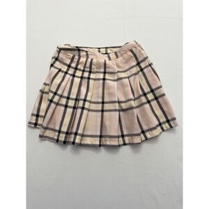 Faded Rose Skirt Womens Medium Pink Plaid Pleated Twill Mini Layered Casual